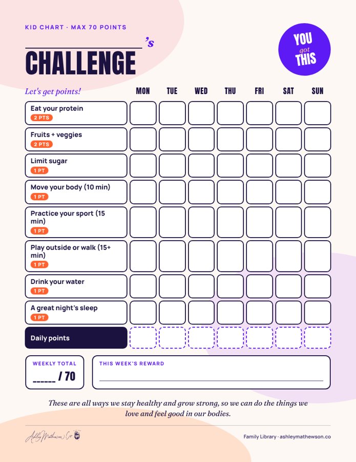 Family Challenge printable chart