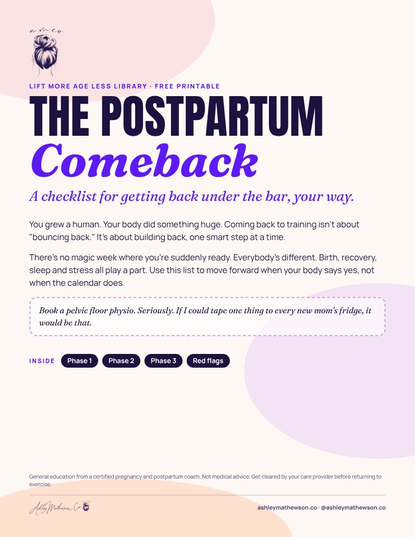 Postpartum Comeback Checklist printable cover