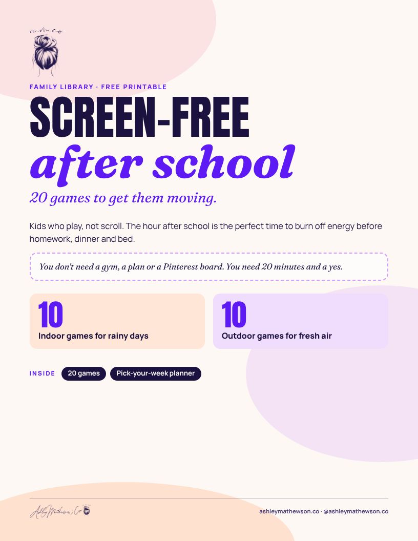 Screen-Free After School printable cover